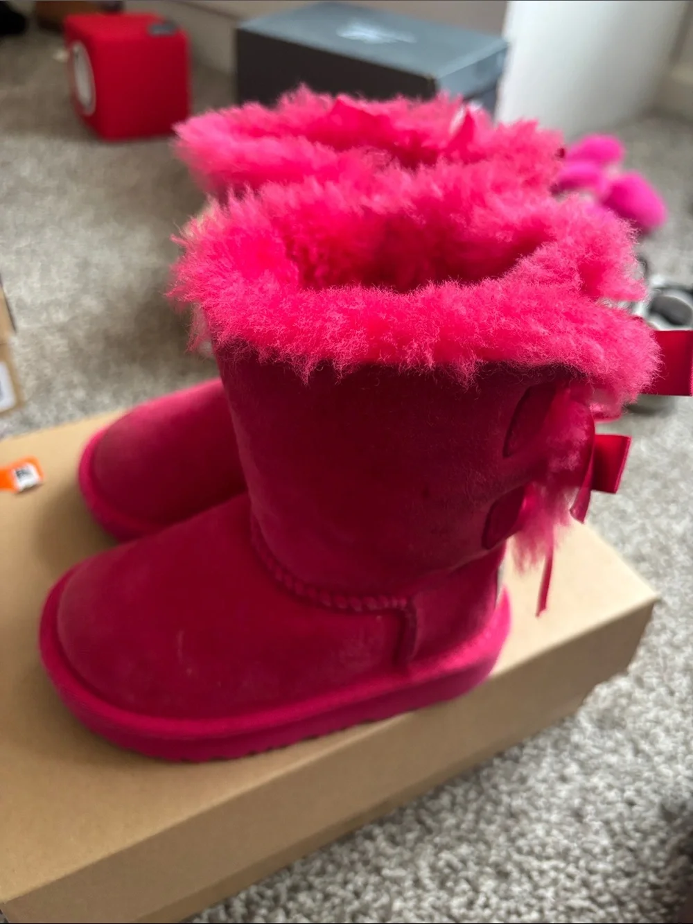 UGG Bailey Bow II Kids Bright Pink Boots